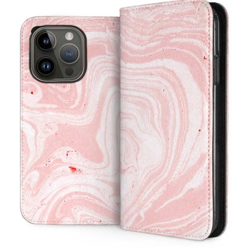 Pink Marbling iPhone 15 Pro Folio Case